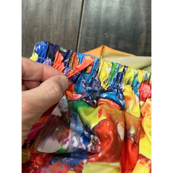 Bright Multicolor Abstract Print Womens Pants Size XXL Elastic Waist - Picture 9 of 11